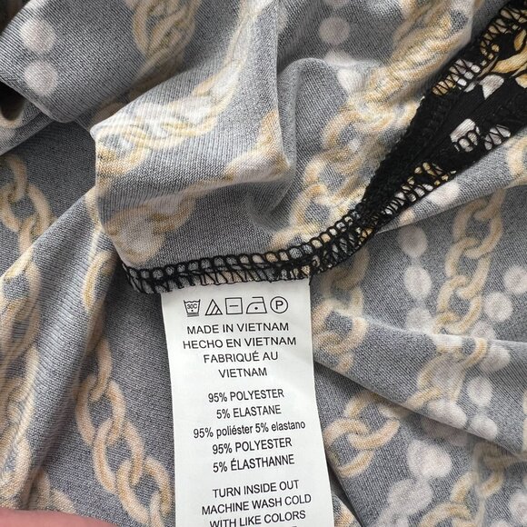 NWT Michael Michael Kors Black Gold Chain Design 1/4 Zip Blouse Size Medium - Picture 7 of 9